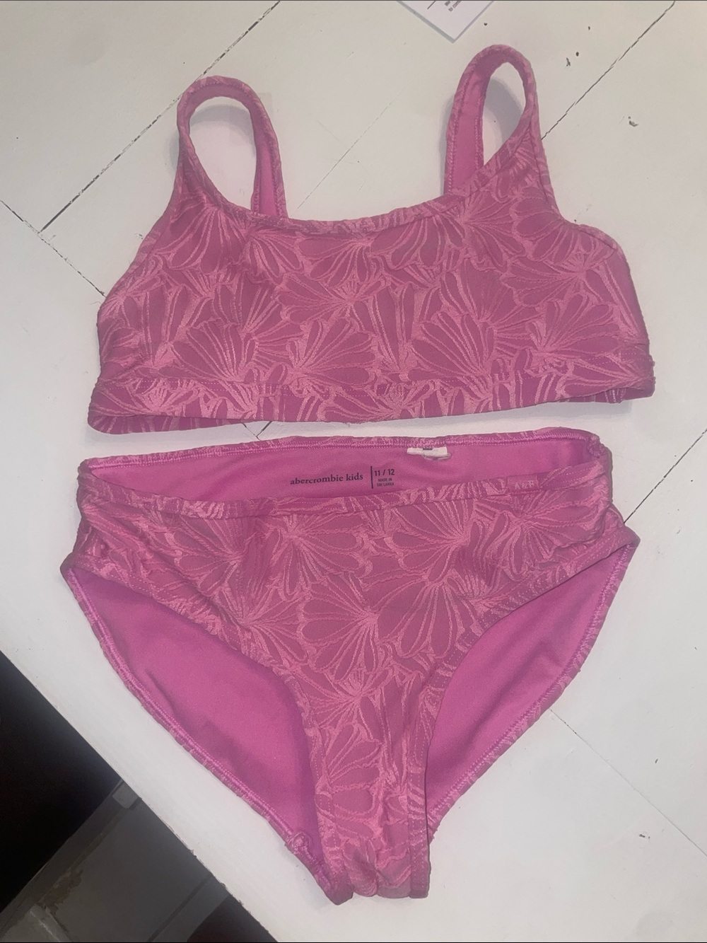 abercrombie kids Hot Pink Floral Two-Piece Swim Set size 11/12